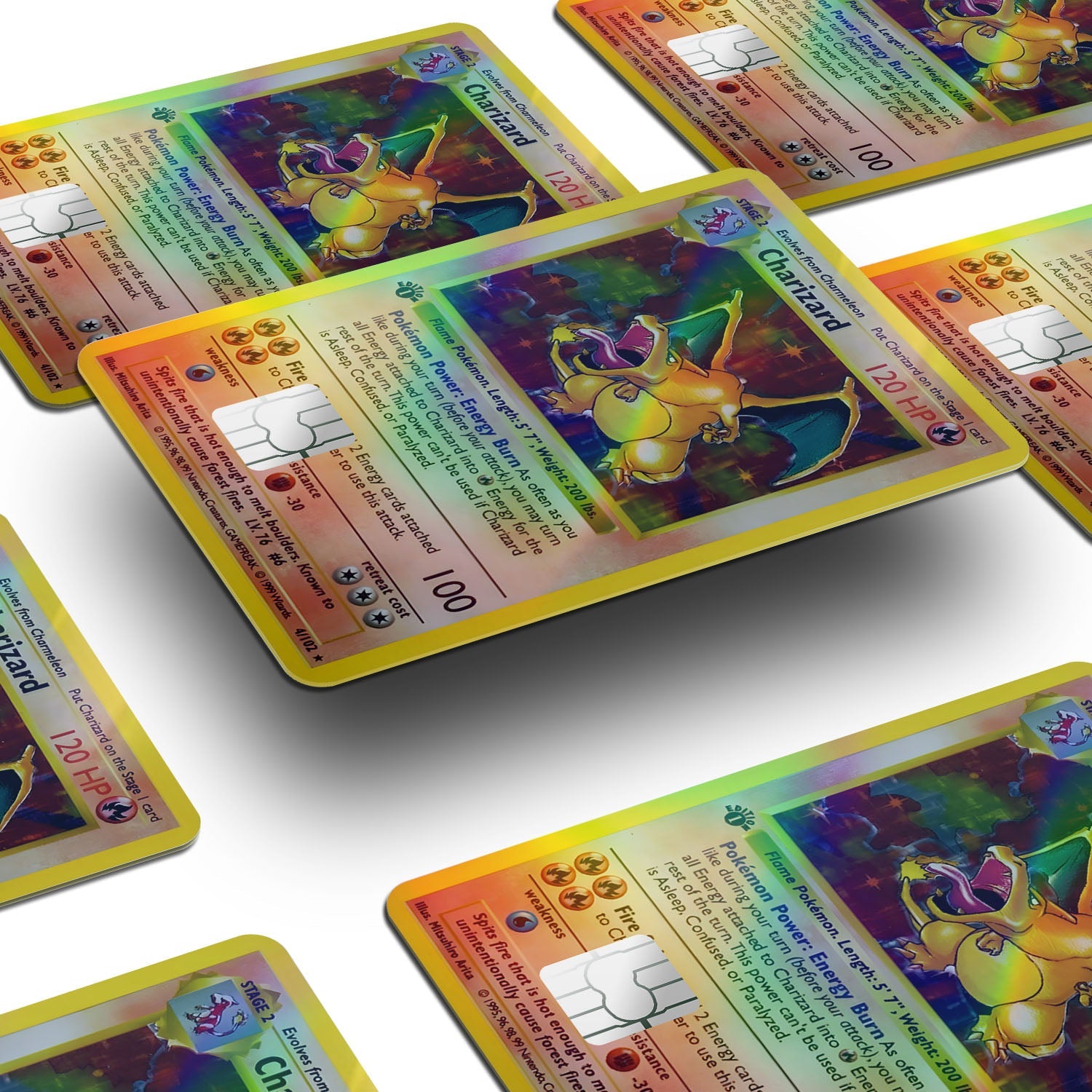 Flex Designs Holographic Credit Card Pokemon Charizard Card Window Skins - Anime Pokemon Holographic Credit Card & Debit Card Skin