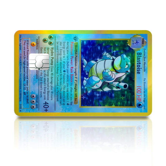 Flex Designs Holographic Credit Card Pokemon Blastoise Card Full Skins - Anime Pokemon Holographic Credit Card & Debit Card Skin