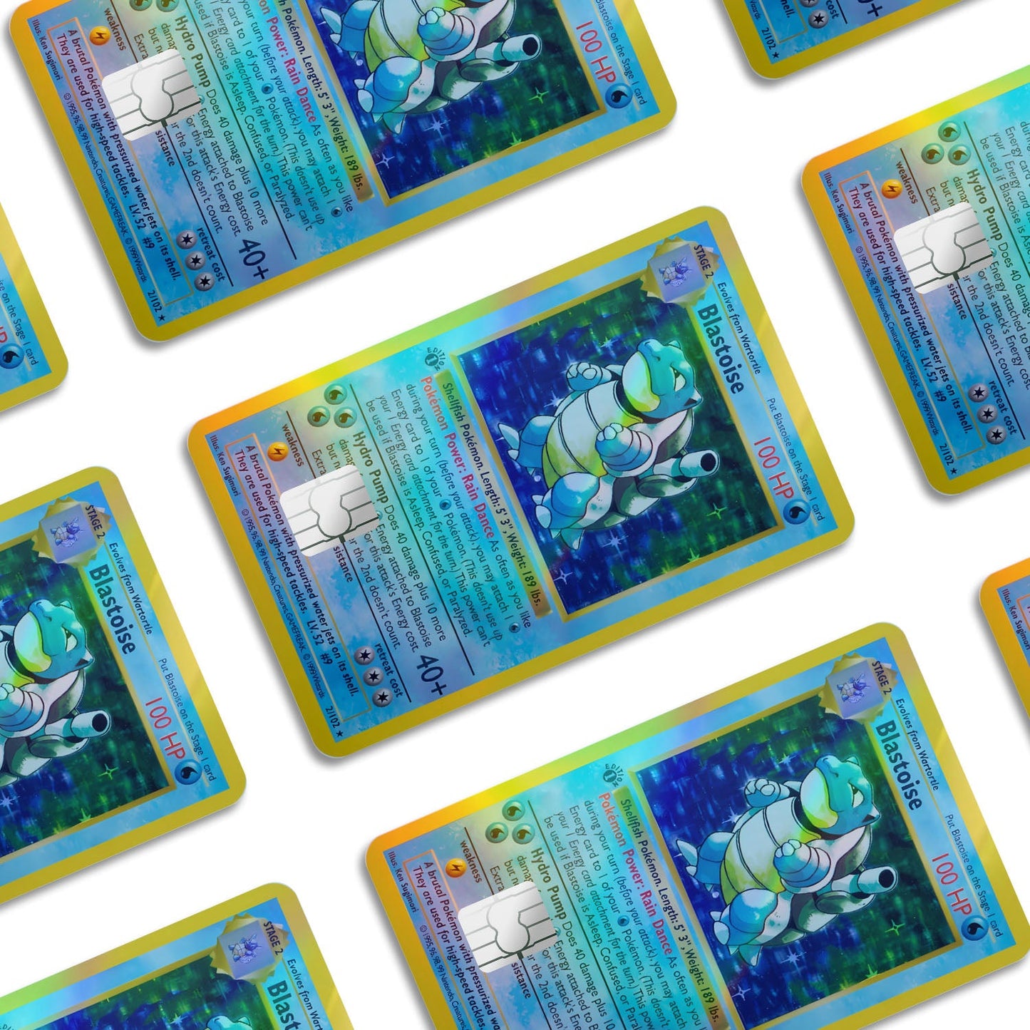 Flex Designs Holographic Credit Card Pokemon Blastoise Card Window Skins - Anime Pokemon Holographic Credit Card & Debit Card Skin