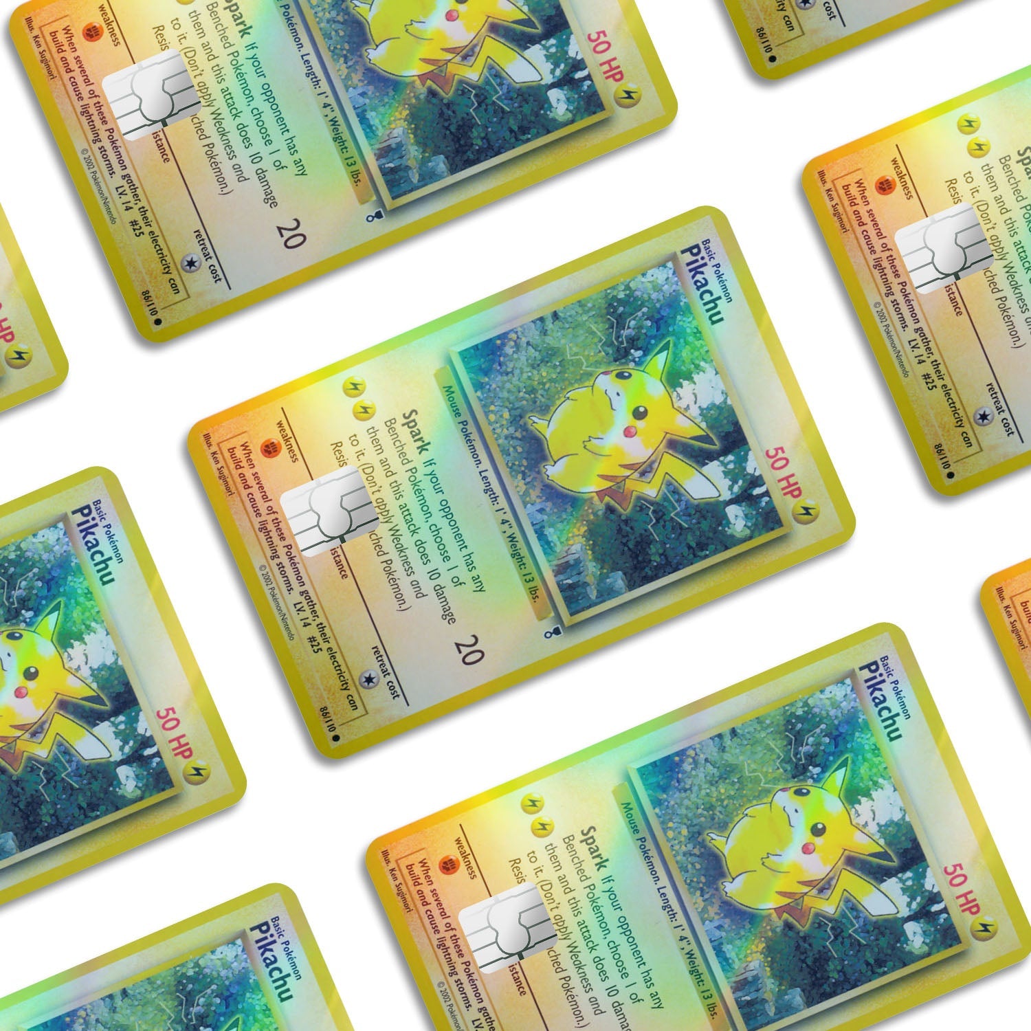 Flex Designs Holographic Credit Card Pokemon Pikachu Card Window Skins - Anime Pokemon Holographic Credit Card & Debit Card Skin