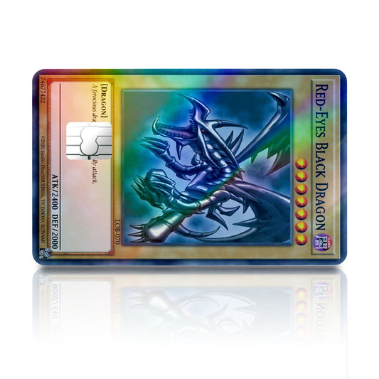 Flex Designs Holographic Credit Card Yugioh Red Eyes Black Dragon Full Skins - Anime Yu-Gi-Oh Holographic Credit Card & Debit Card Skin