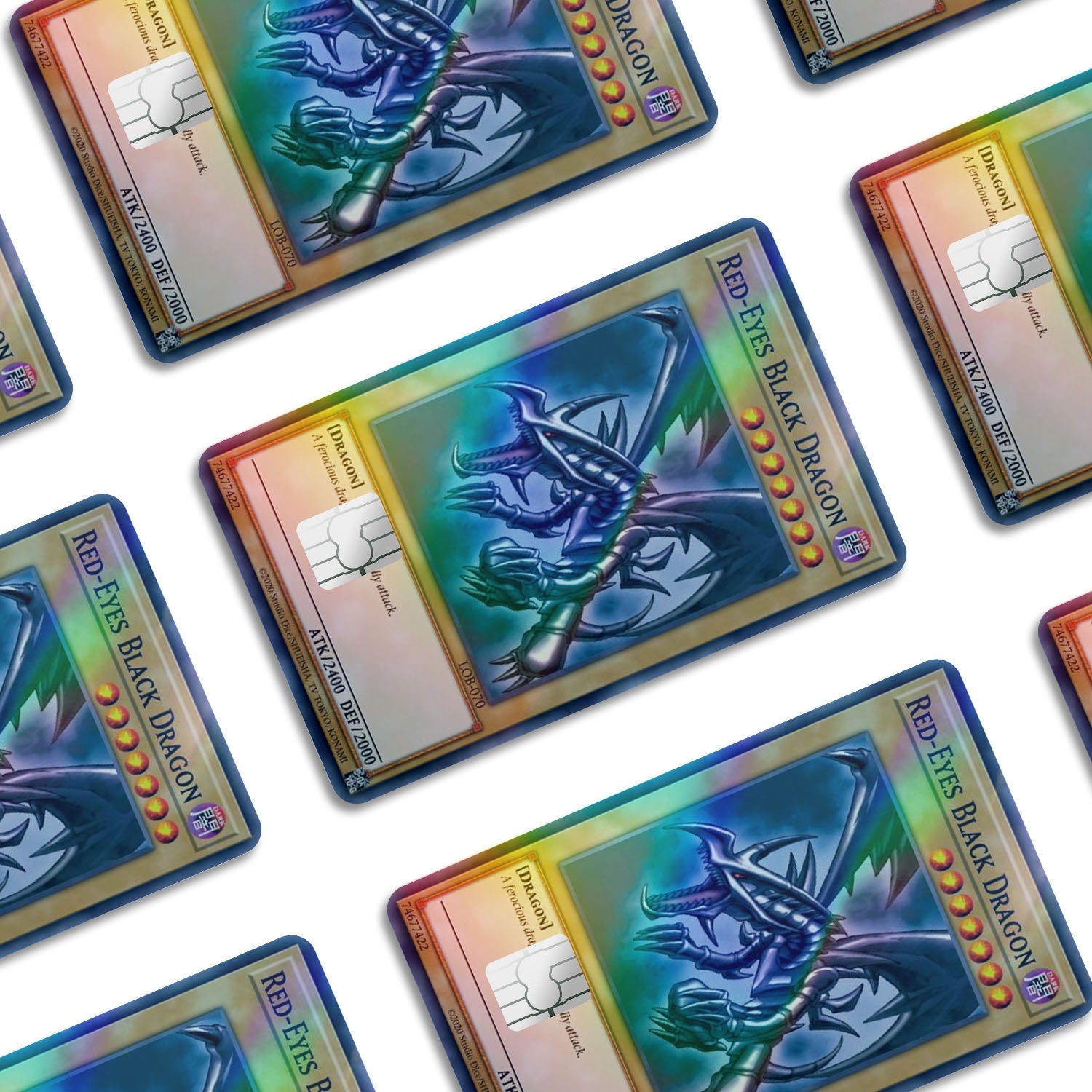 Flex Designs Holographic Credit Card Yugioh Red Eyes Black Dragon Window Skins - Anime Yu-Gi-Oh Holographic Credit Card & Debit Card Skin