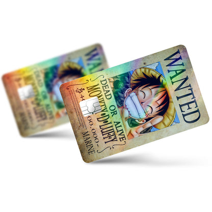 Flex Designs Holographic Credit Card One Piece Luffy Wanted Poster Full Skins - Anime One Piece Holographic Credit Card & Debit Card Skin