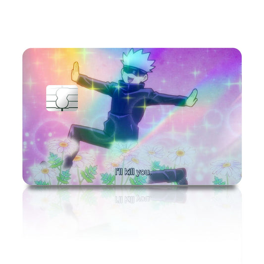 Flex Designs Holographic Credit Card Gojo I'll Kill You Full Skins - Anime Jujutsu Kaisen Holographic Credit Card & Debit Card Skin