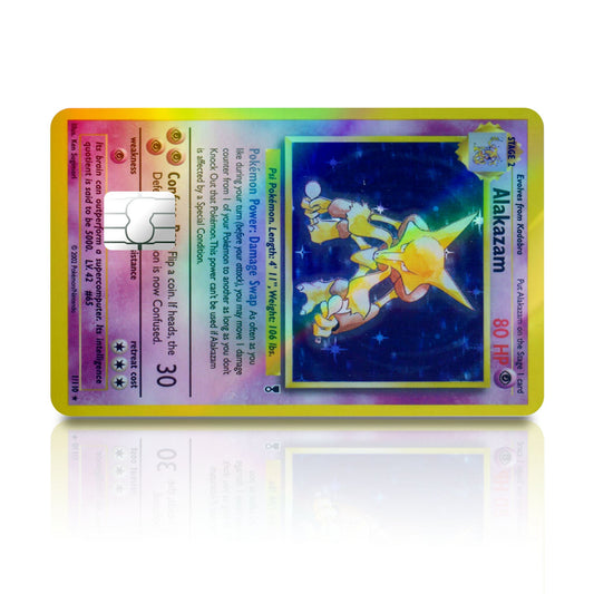 Flex Designs Holographic Credit Card Pokemon Alakazam Card Full Skins - Anime Pokemon Holographic Credit Card & Debit Card Skin