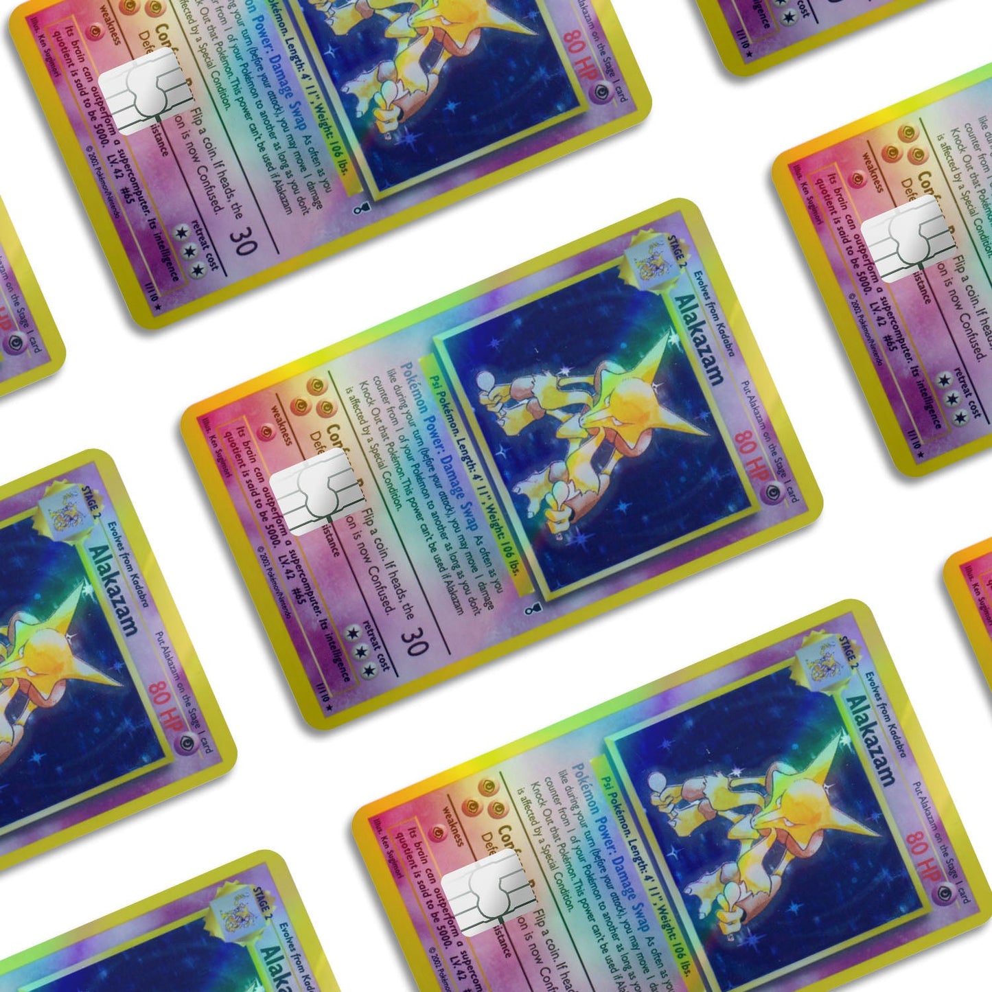Flex Designs Holographic Credit Card Pokemon Alakazam Card Window Skins - Anime Pokemon Holographic Credit Card & Debit Card Skin