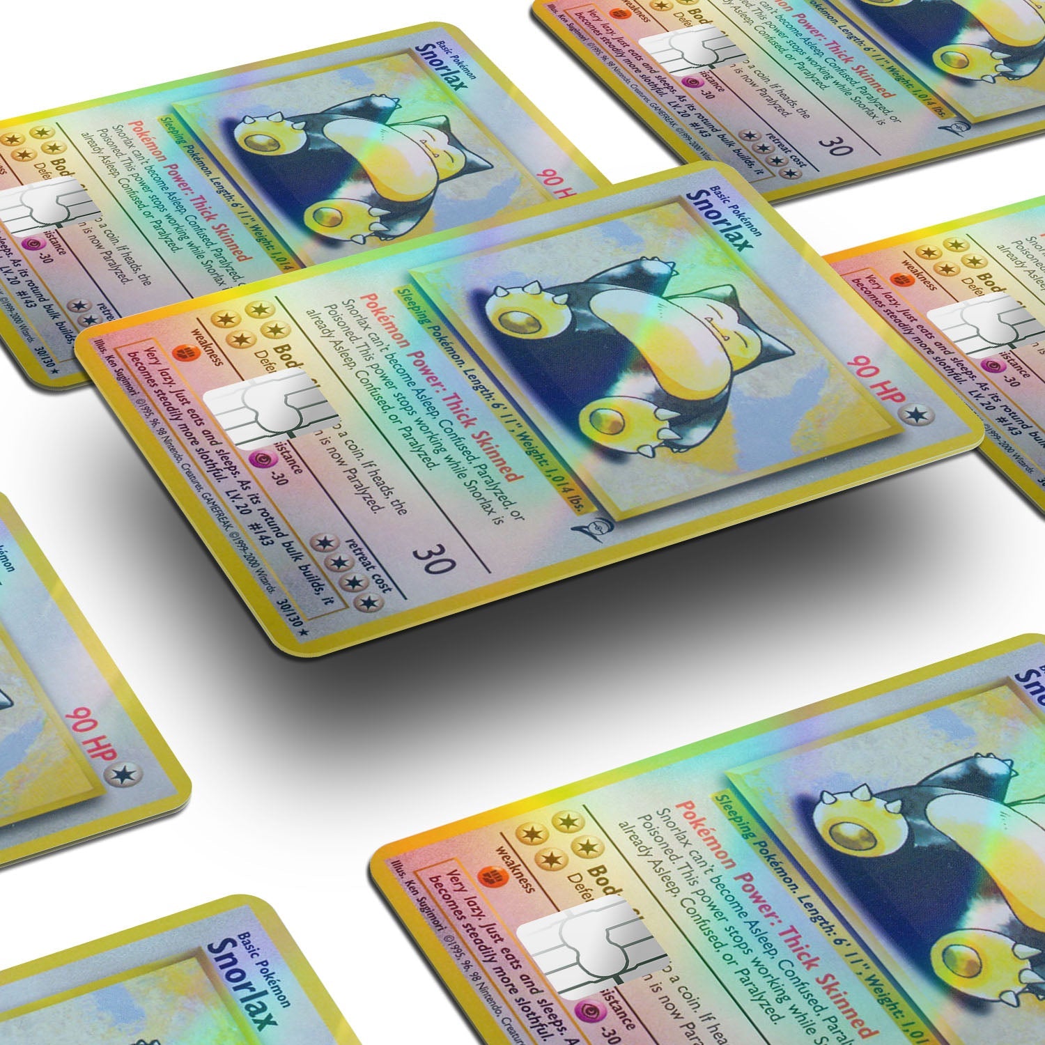 Flex Designs Holographic Credit Card Pokemon Snorlax Card Window Skins - Anime Pokemon Holographic Credit Card & Debit Card Skin