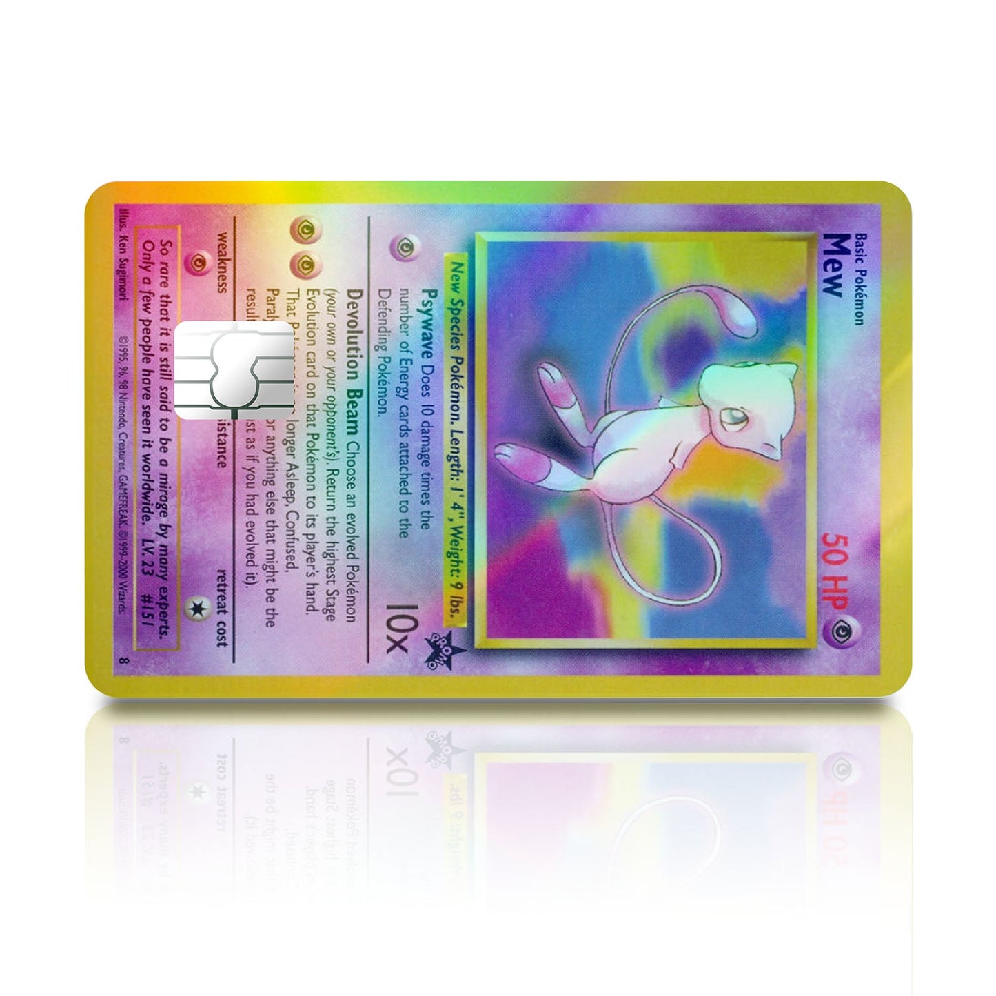 Flex Designs Holographic Credit Card Pokemon Mew Card Full Skins - Anime Pokemon Holographic Credit Card & Debit Card Skin