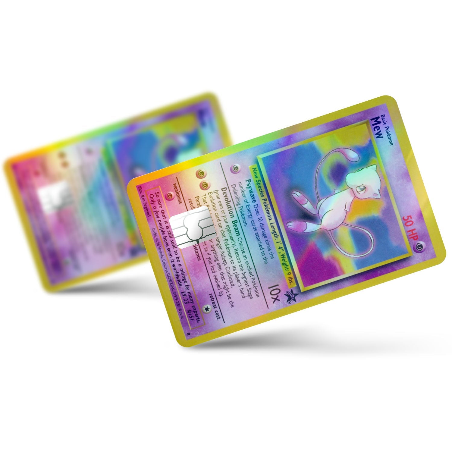Flex Designs Holographic Credit Card Pokemon Mew Card Full Skins - Anime Pokemon Holographic Credit Card & Debit Card Skin