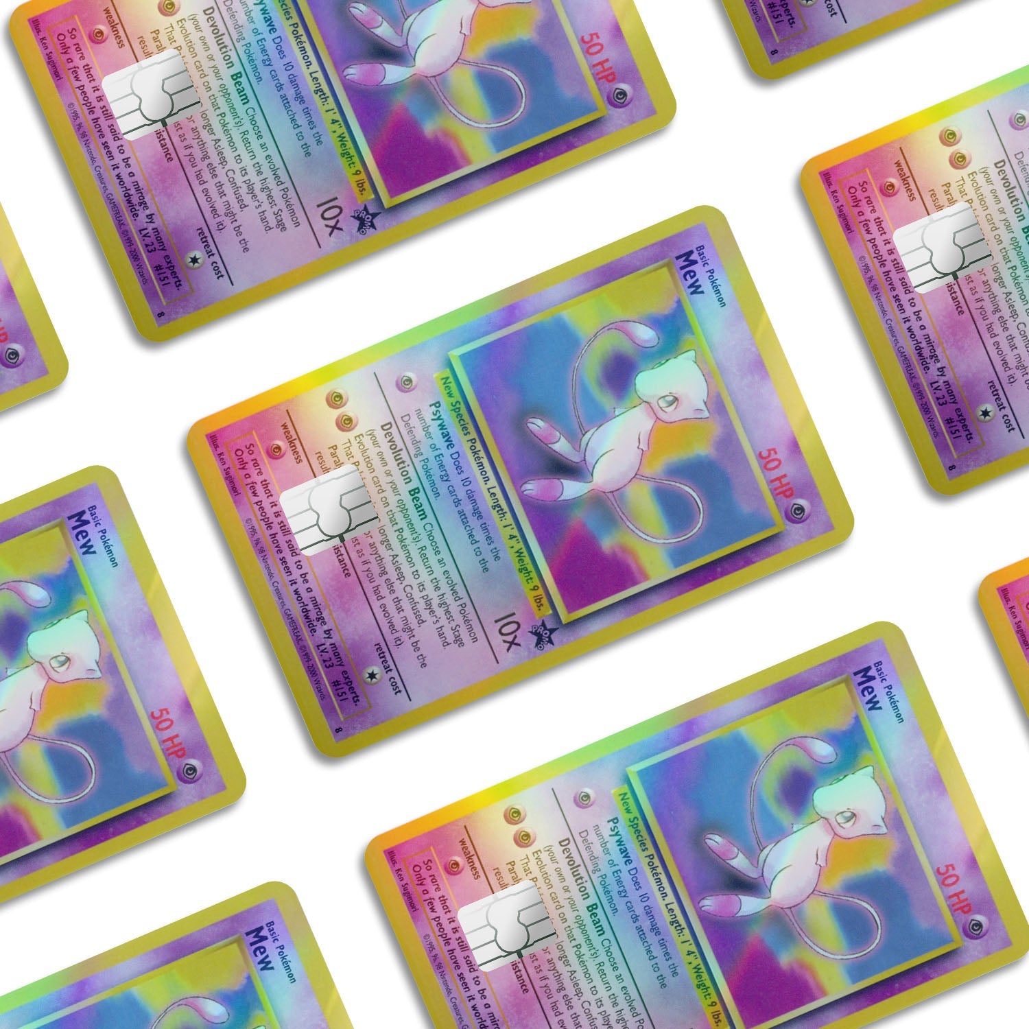 Flex Designs Holographic Credit Card Pokemon Mew Card Window Skins - Anime Pokemon Holographic Credit Card & Debit Card Skin