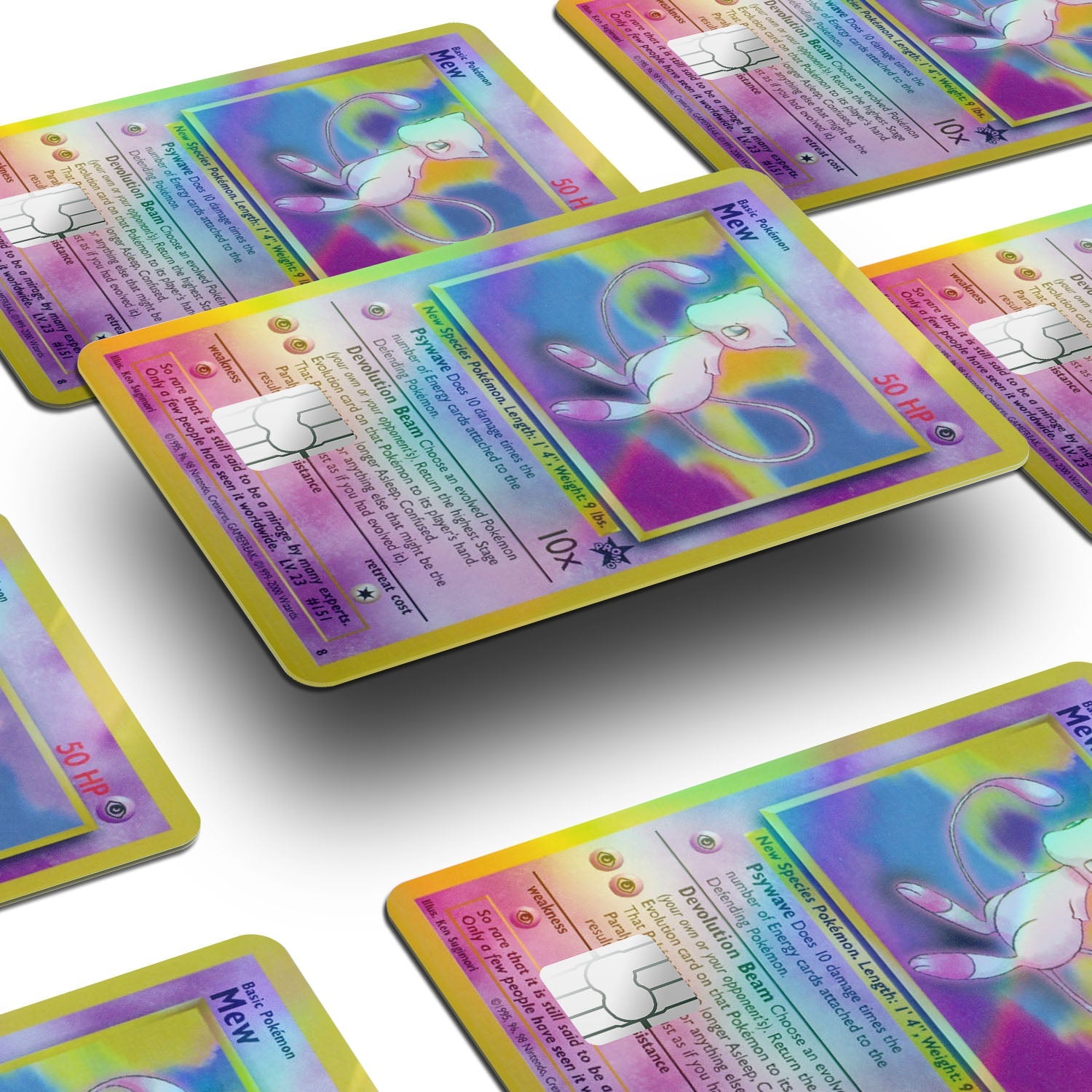 Flex Designs Holographic Credit Card Pokemon Mew Card Window Skins - Anime Pokemon Holographic Credit Card & Debit Card Skin