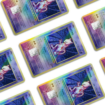Flex Designs Holographic Credit Card Pokemon Mewtwo Card Window Skins - Anime Pokemon Holographic Credit Card & Debit Card Skin
