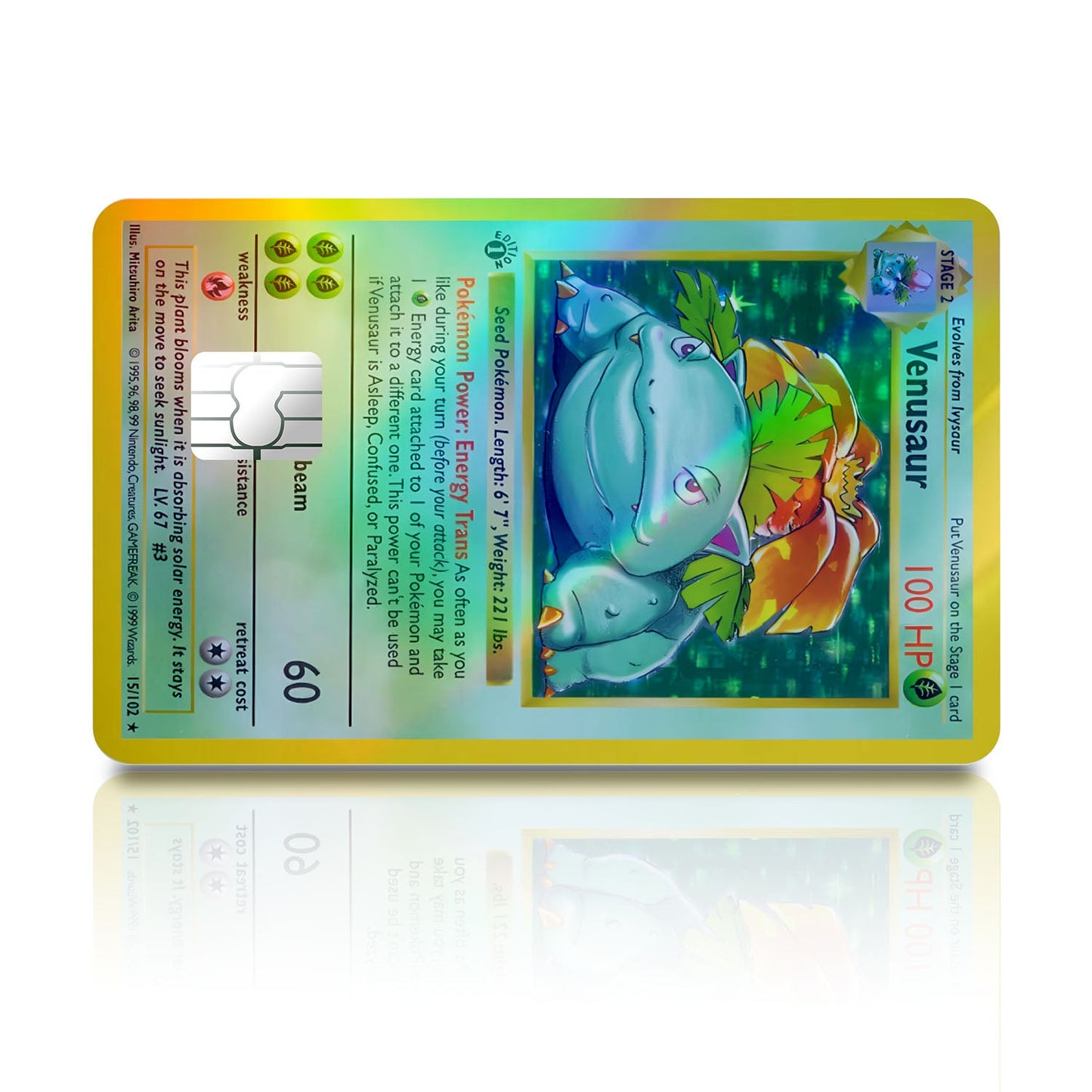 Flex Designs Holographic Credit Card Pokemon Venusaur Card Full Skins - Anime Pokemon Holographic Credit Card & Debit Card Skin