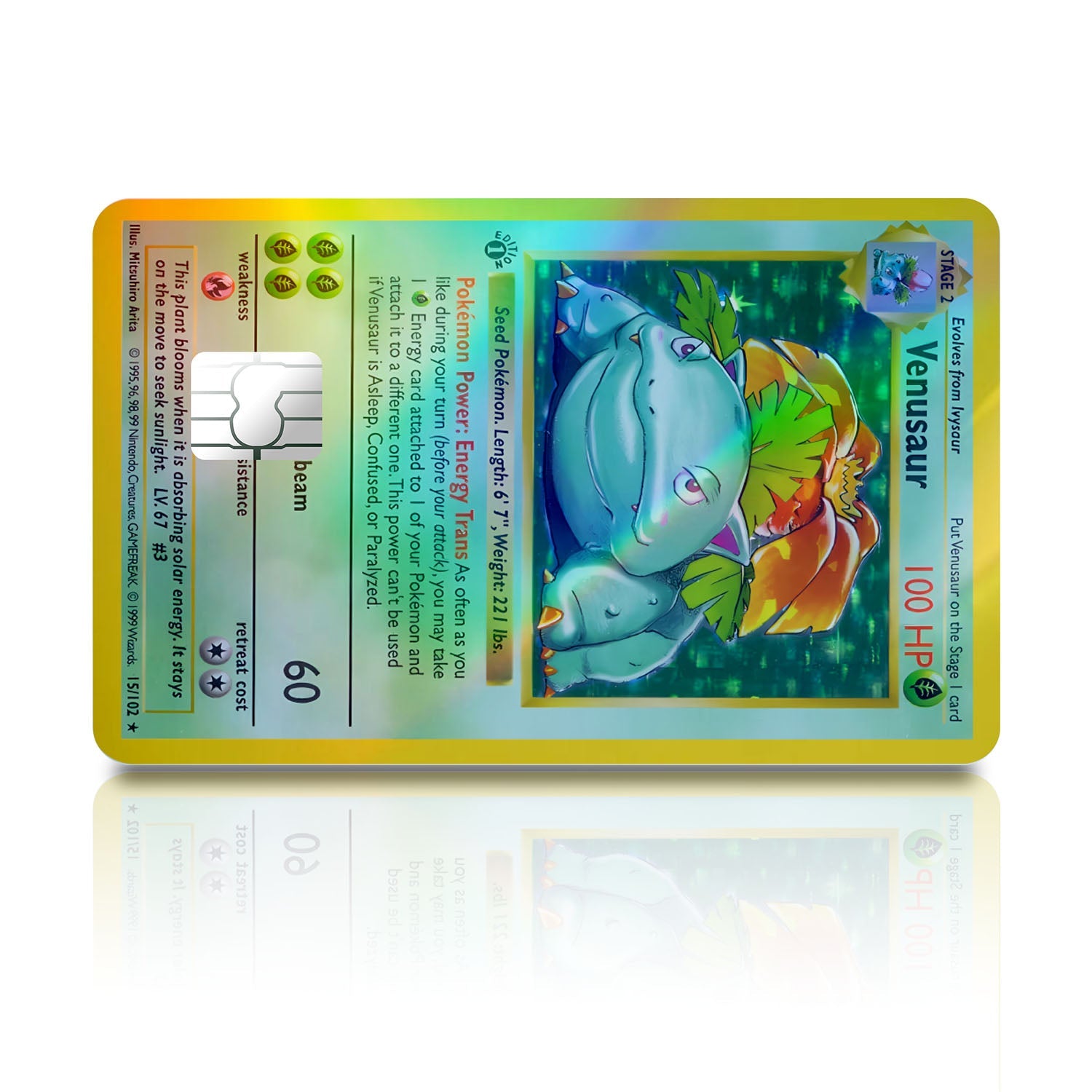 Flex Designs Holographic Credit Card Pokemon Venusaur Card Full Skins - Anime Pokemon Holographic Credit Card & Debit Card Skin