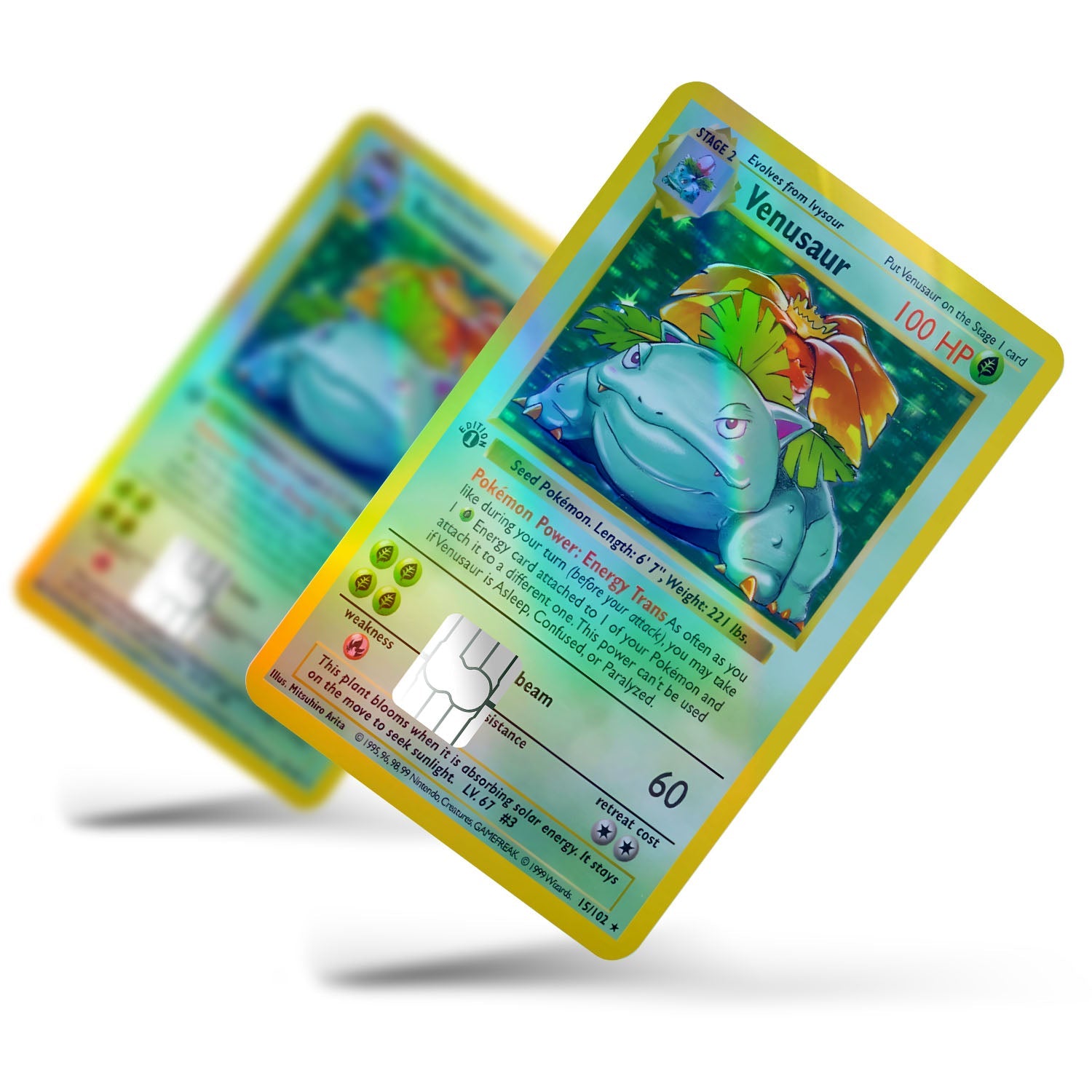 Flex Designs Holographic Credit Card Pokemon Venusaur Card Full Skins - Anime Pokemon Holographic Credit Card & Debit Card Skin