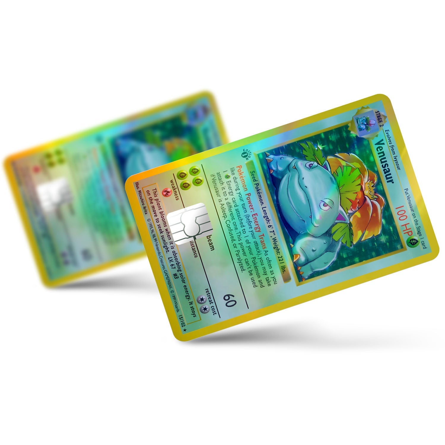 Flex Designs Holographic Credit Card Pokemon Venusaur Card Full Skins - Anime Pokemon Holographic Credit Card & Debit Card Skin