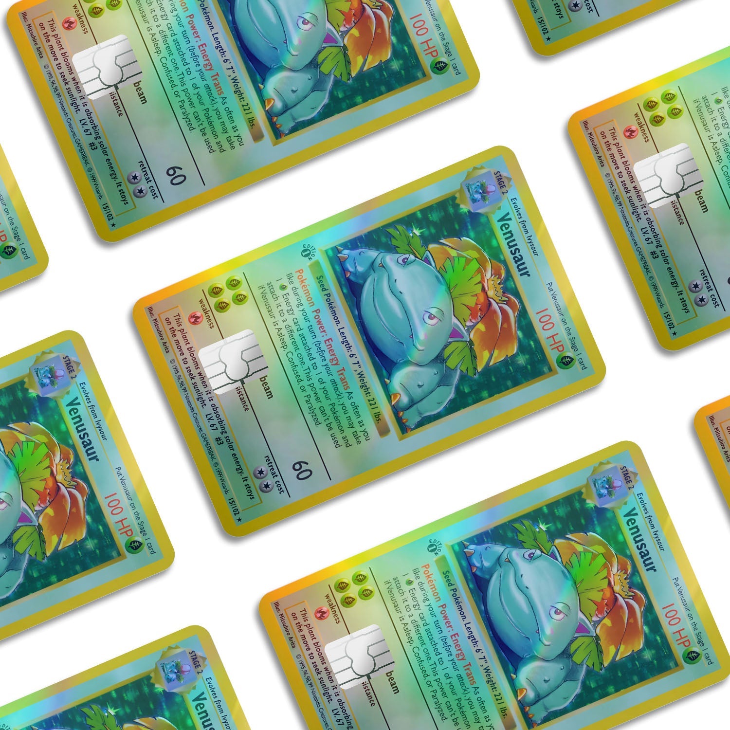 Flex Designs Holographic Credit Card Pokemon Venusaur Card Window Skins - Anime Pokemon Holographic Credit Card & Debit Card Skin