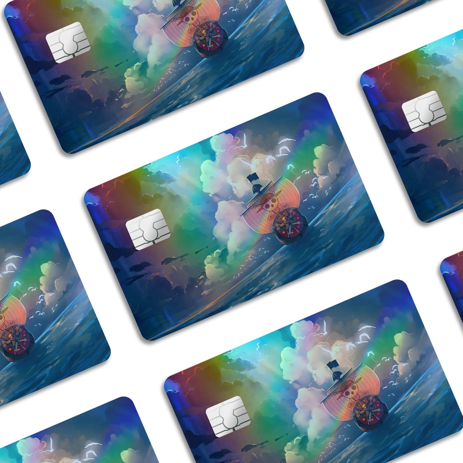 Flex Designs Holographic Credit Card One Piece A Thousand Sunny Window Skins - Anime One Piece Holographic Credit Card & Debit Card Skin