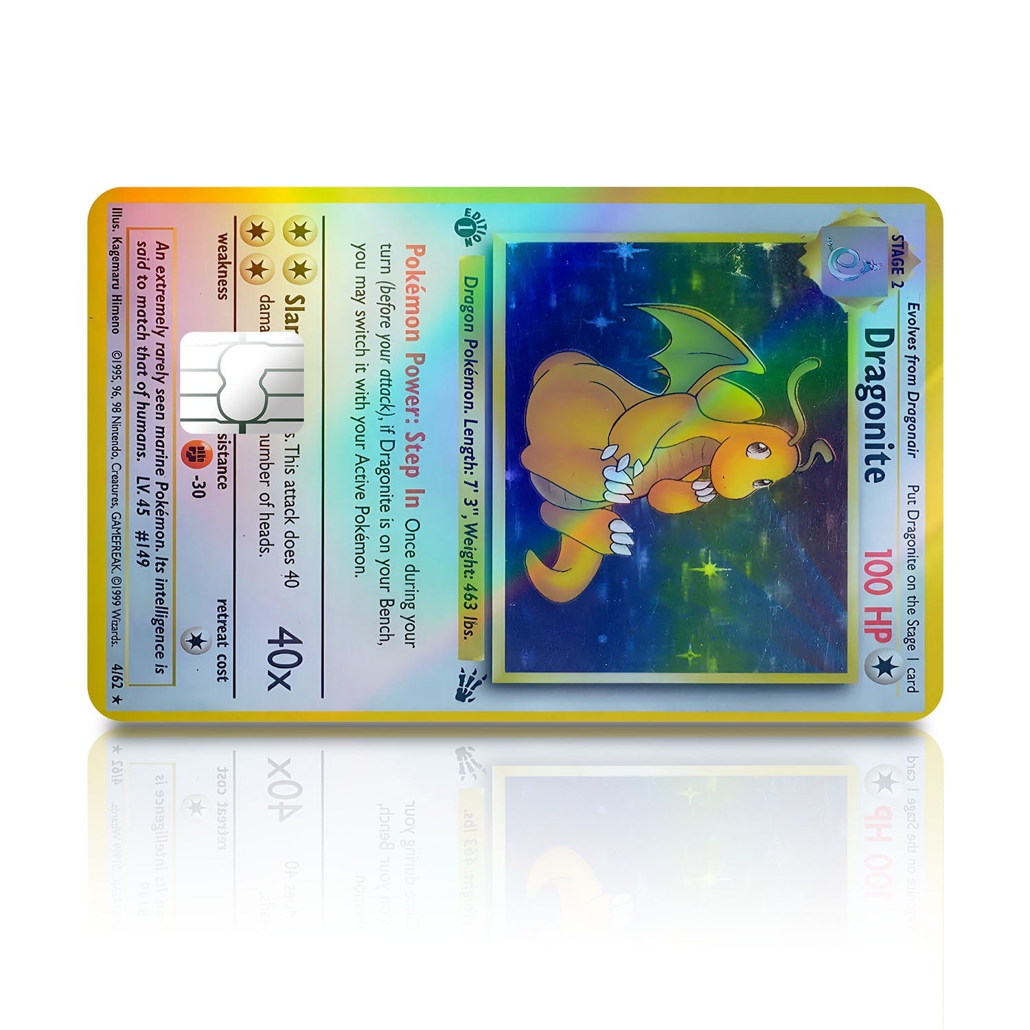 Flex Designs Holographic Credit Card Pokemon Dragonite Card Full Skins - Anime Pokemon Holographic Credit Card & Debit Card Skin