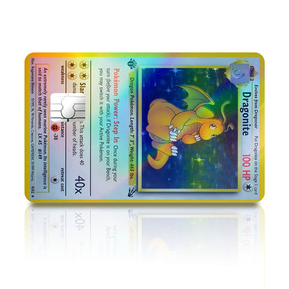 Flex Designs Holographic Credit Card Pokemon Dragonite Card Full Skins - Anime Pokemon Holographic Credit Card & Debit Card Skin
