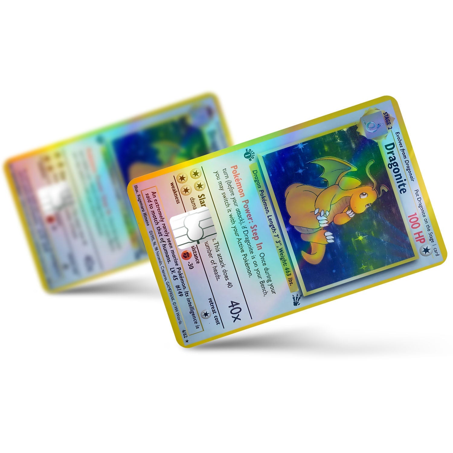 Flex Designs Holographic Credit Card Pokemon Dragonite Card Full Skins - Anime Pokemon Holographic Credit Card & Debit Card Skin