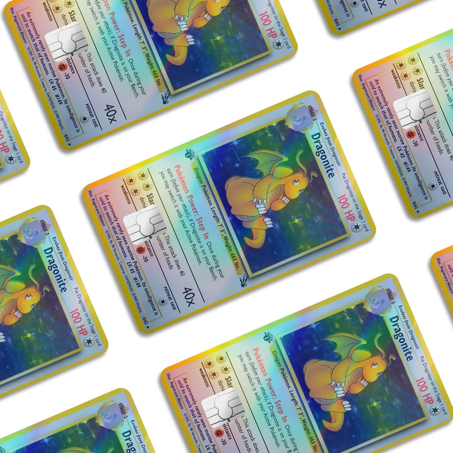 Flex Designs Holographic Credit Card Pokemon Dragonite Card Window Skins - Anime Pokemon Holographic Credit Card & Debit Card Skin
