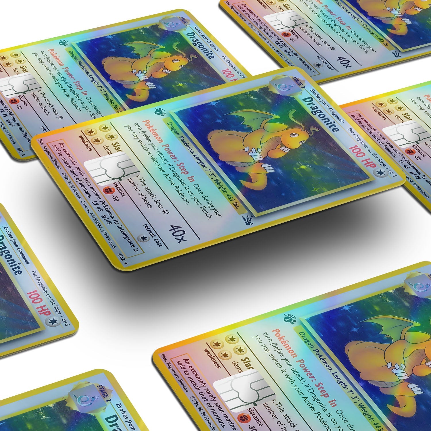 Flex Designs Holographic Credit Card Pokemon Dragonite Card Window Skins - Anime Pokemon Holographic Credit Card & Debit Card Skin