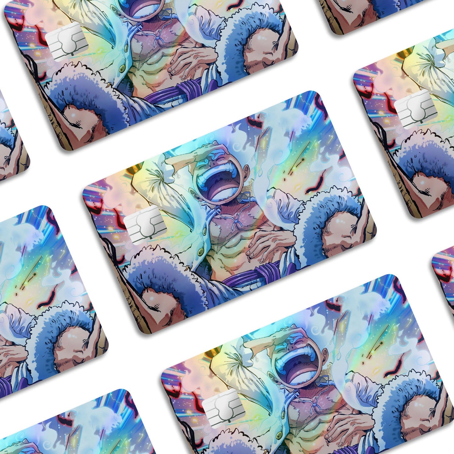 Flex Designs Holographic Credit Card One Piece Luffy Gear 5 Awakening Window Skins - Anime One Piece Holographic Credit Card & Debit Card Skin