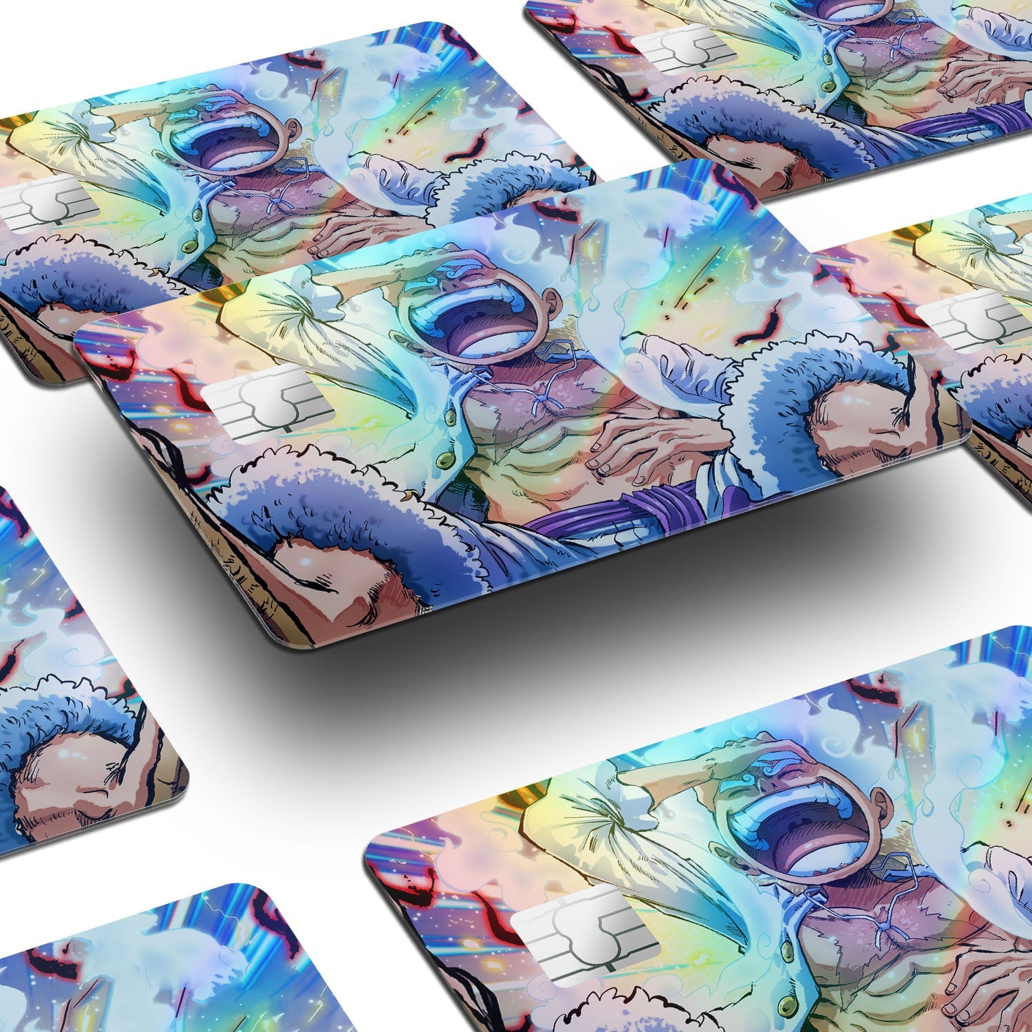 Flex Designs Holographic Credit Card One Piece Luffy Gear 5 Awakening Window Skins - Anime One Piece Holographic Credit Card & Debit Card Skin