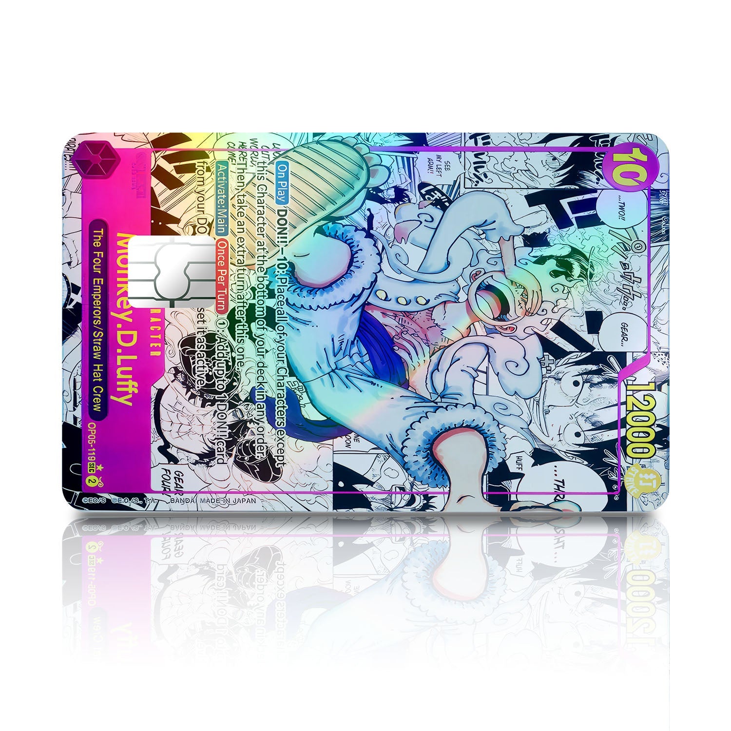Flex Designs Holographic Credit Card Luffy Gear 5 Manga Limited Edition One Piece Card Full Skins - Anime One Piece Holographic Credit Card & Debit Card Skin
