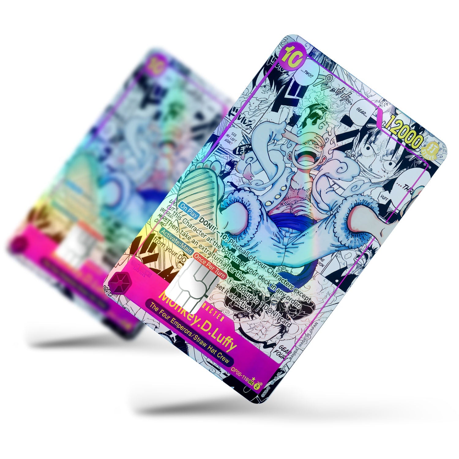Flex Designs Holographic Credit Card Luffy Gear 5 Manga Limited Edition One Piece Card Full Skins - Anime One Piece Holographic Credit Card & Debit Card Skin