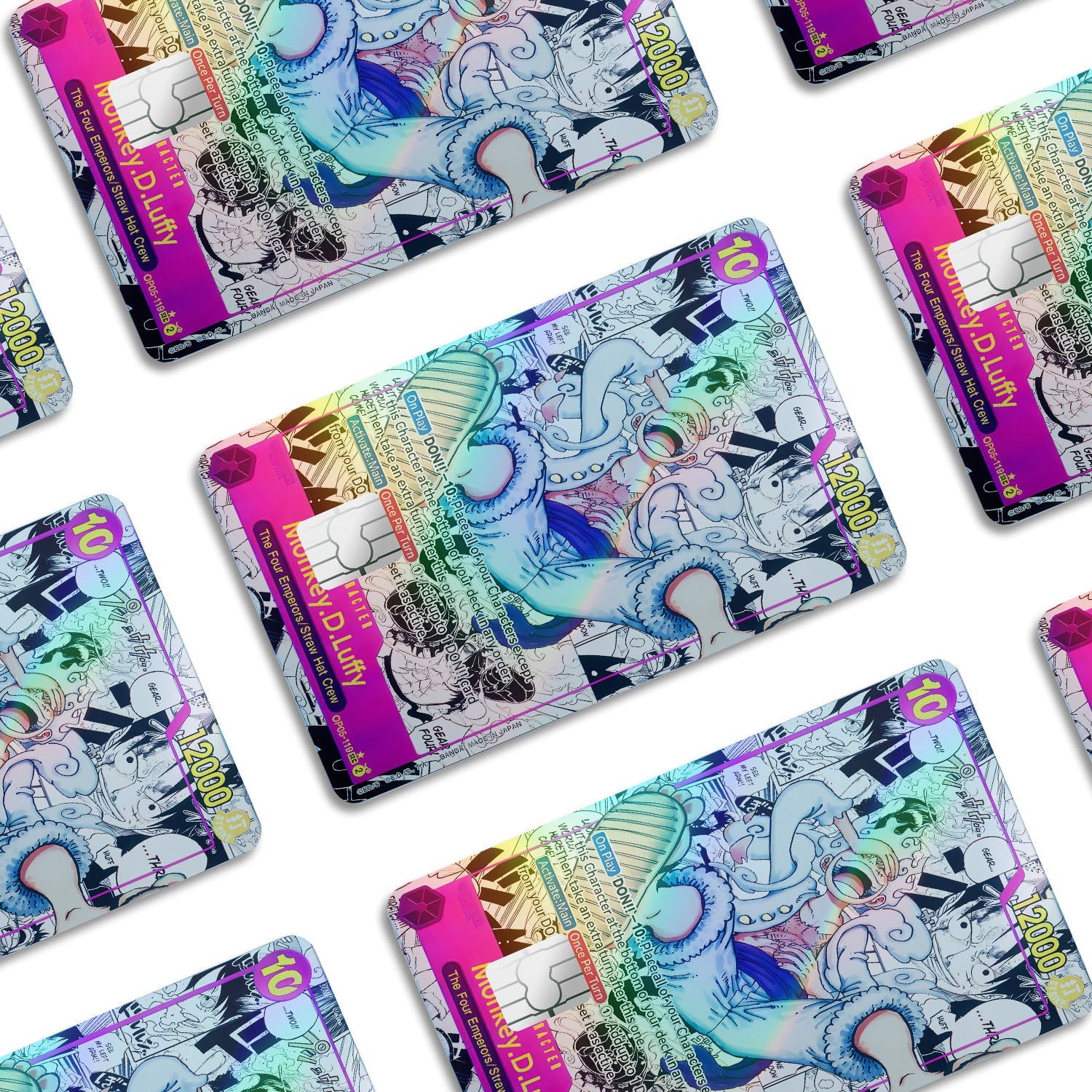 Flex Designs Holographic Credit Card Luffy Gear 5 Manga Limited Edition One Piece Card Window Skins - Anime One Piece Holographic Credit Card & Debit Card Skin