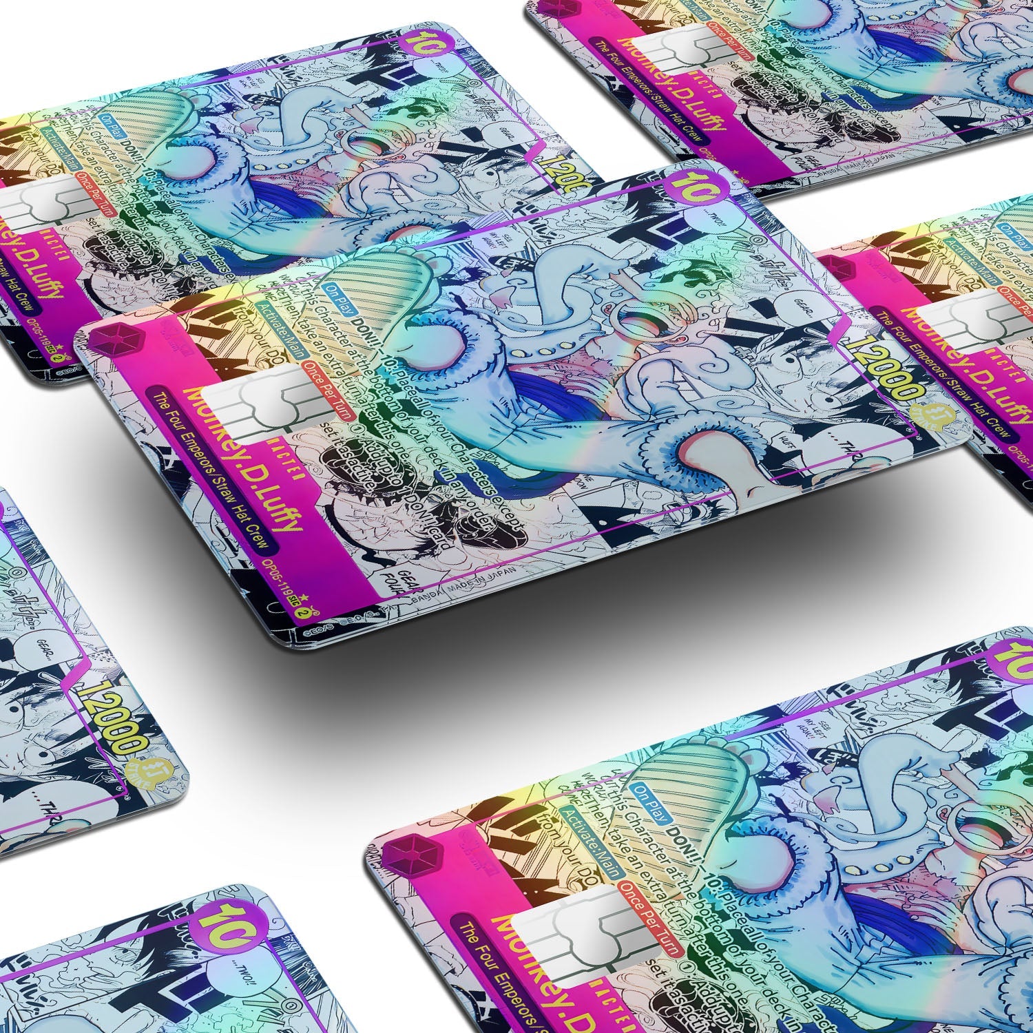 Flex Designs Holographic Credit Card Luffy Gear 5 Manga Limited Edition One Piece Card Window Skins - Anime One Piece Holographic Credit Card & Debit Card Skin