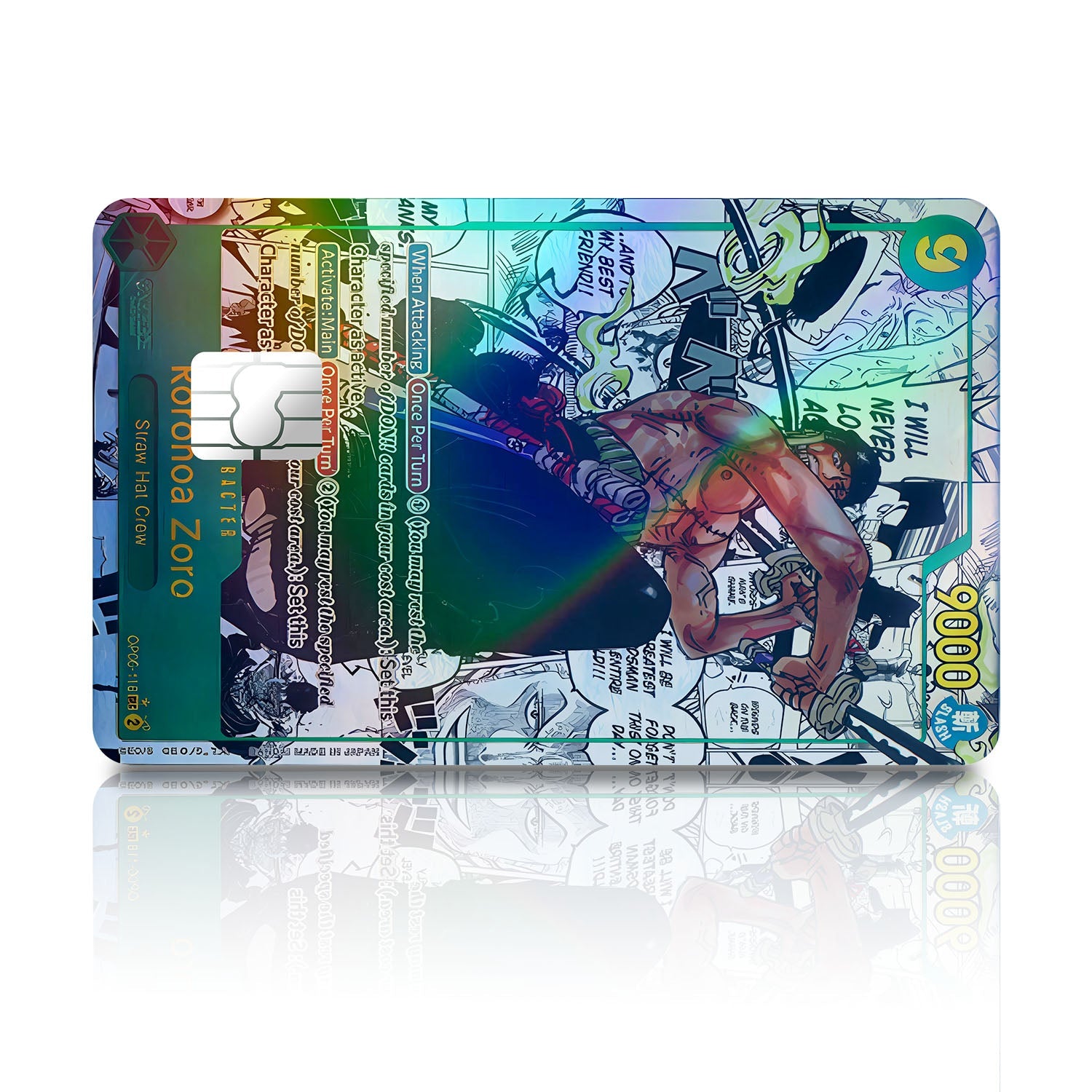 Flex Designs Holographic Credit Card Roronoa Zoro Manga Limited Edition One Piece Card Full Skins - Anime One Piece Holographic Credit Card & Debit Card Skin