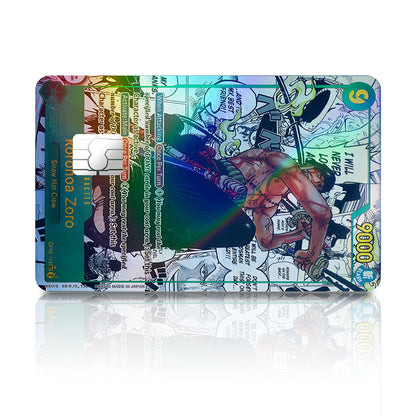 Flex Designs Holographic Credit Card Roronoa Zoro Manga Limited Edition One Piece Card Full Skins - Anime One Piece Holographic Credit Card & Debit Card Skin