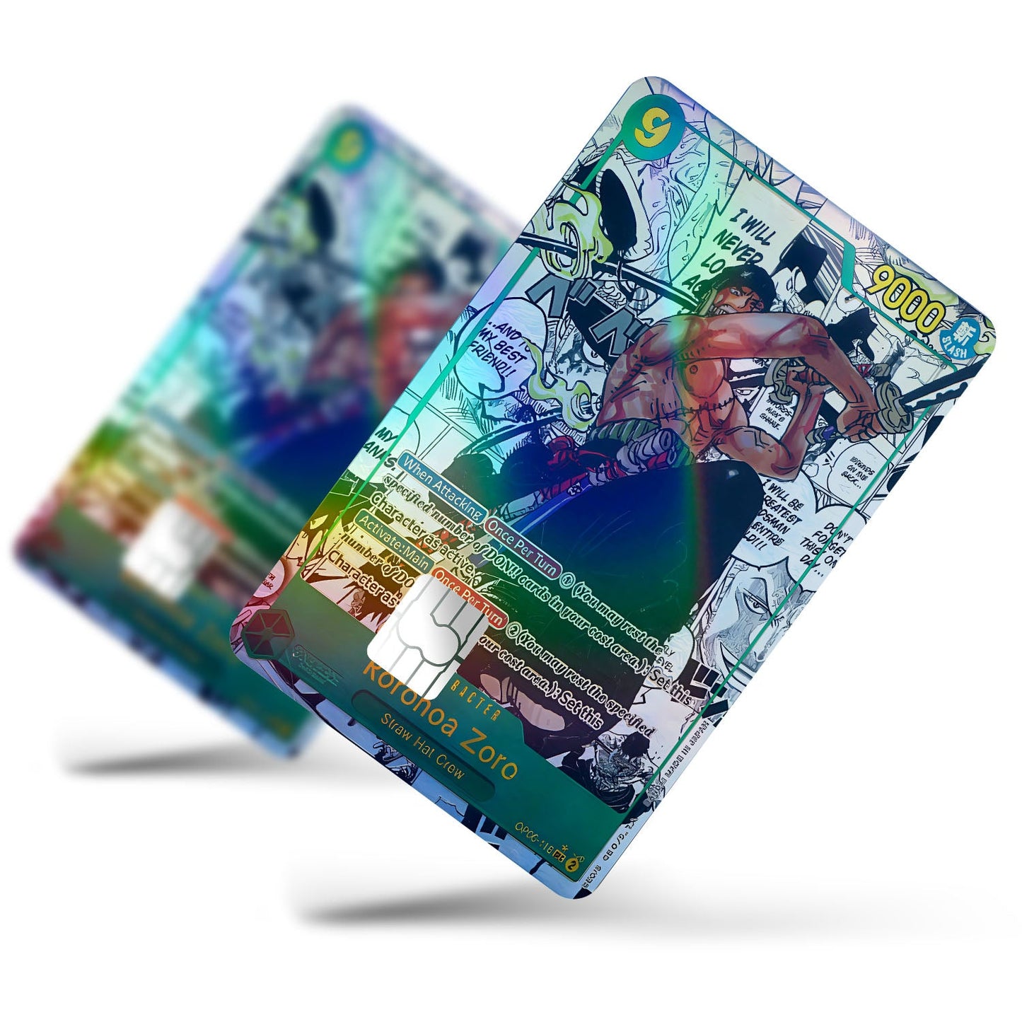 Flex Designs Holographic Credit Card Roronoa Zoro Manga Limited Edition One Piece Card Full Skins - Anime One Piece Holographic Credit Card & Debit Card Skin
