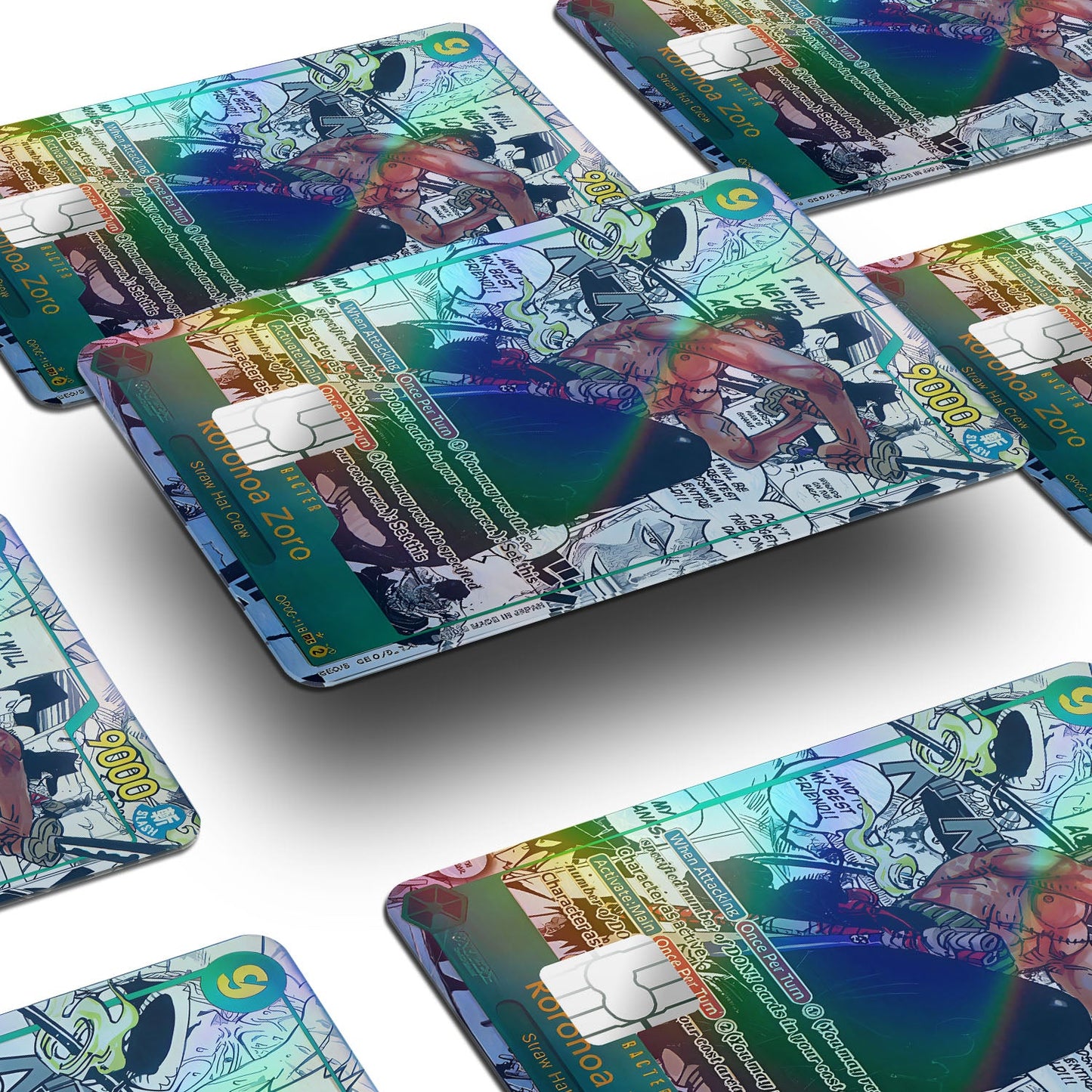 Flex Designs Holographic Credit Card Roronoa Zoro Manga Limited Edition One Piece Card Window Skins - Anime One Piece Holographic Credit Card & Debit Card Skin