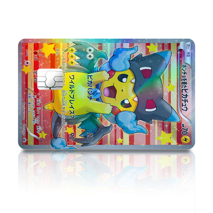 Flex Designs Holographic Credit Card Pokemon Poncho Pikachu Mega Charizard X Cosplay Card Full Skins - Anime Pokemon Holographic Credit Card & Debit Card Skin