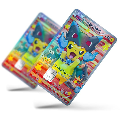 Flex Designs Holographic Credit Card Pokemon Poncho Pikachu Mega Charizard X Cosplay Card Full Skins - Anime Pokemon Holographic Credit Card & Debit Card Skin
