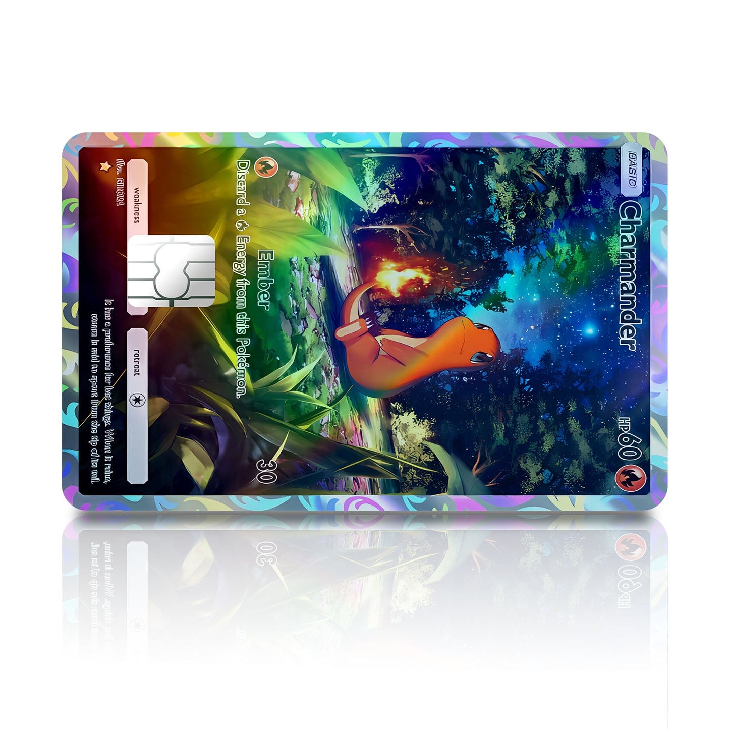 Flex Designs Holographic Credit Card Pokemon Charmander Pocket Card Full Skins - Anime Pokemon Holographic Credit Card & Debit Card Skin