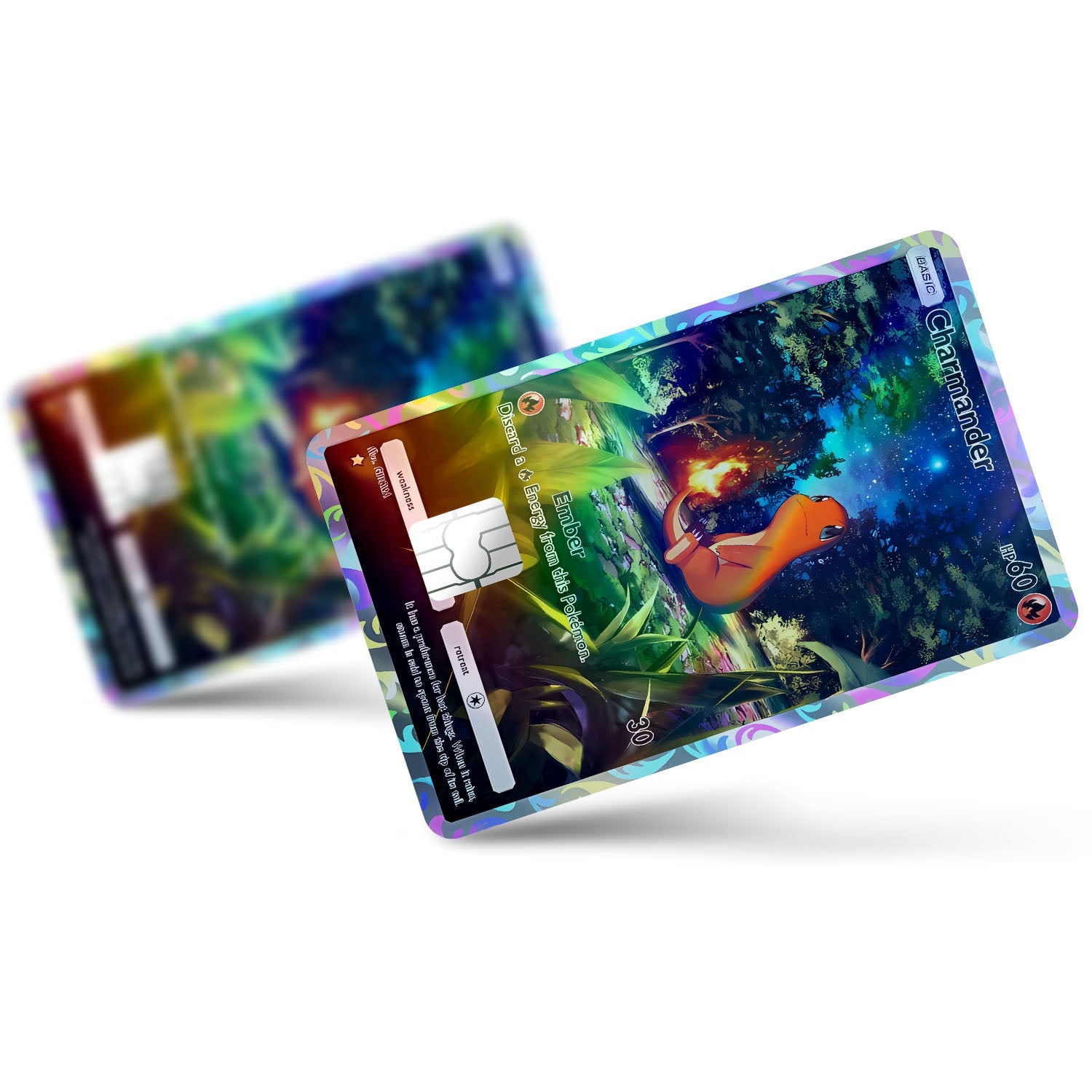 Flex Designs Holographic Credit Card Pokemon Charmander Pocket Card Full Skins - Anime Pokemon Holographic Credit Card & Debit Card Skin