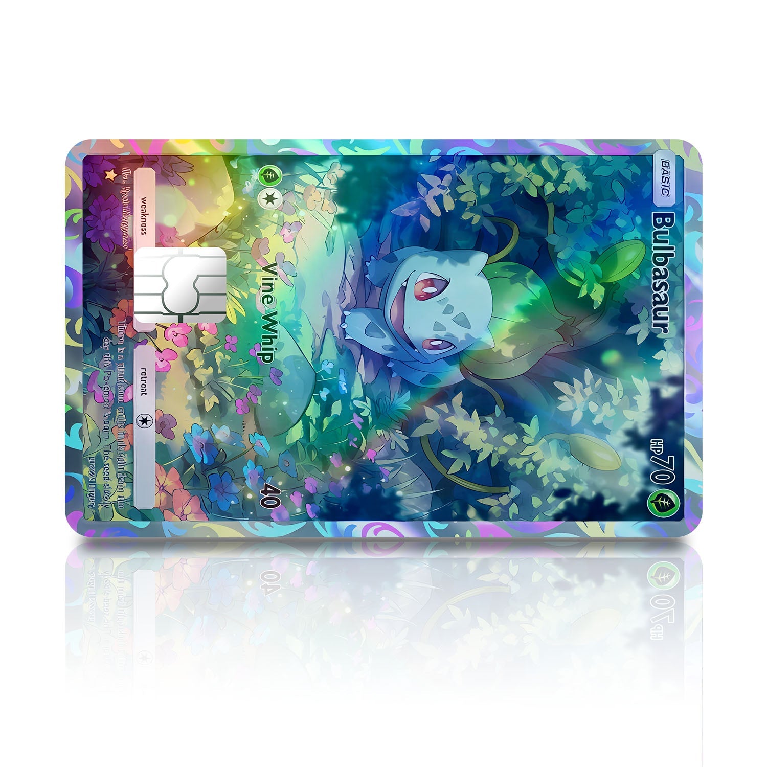 Flex Designs Holographic Credit Card Pokemon Bulbasaur Pocket Card Full Skins - Anime Pokemon Holographic Credit Card & Debit Card Skin