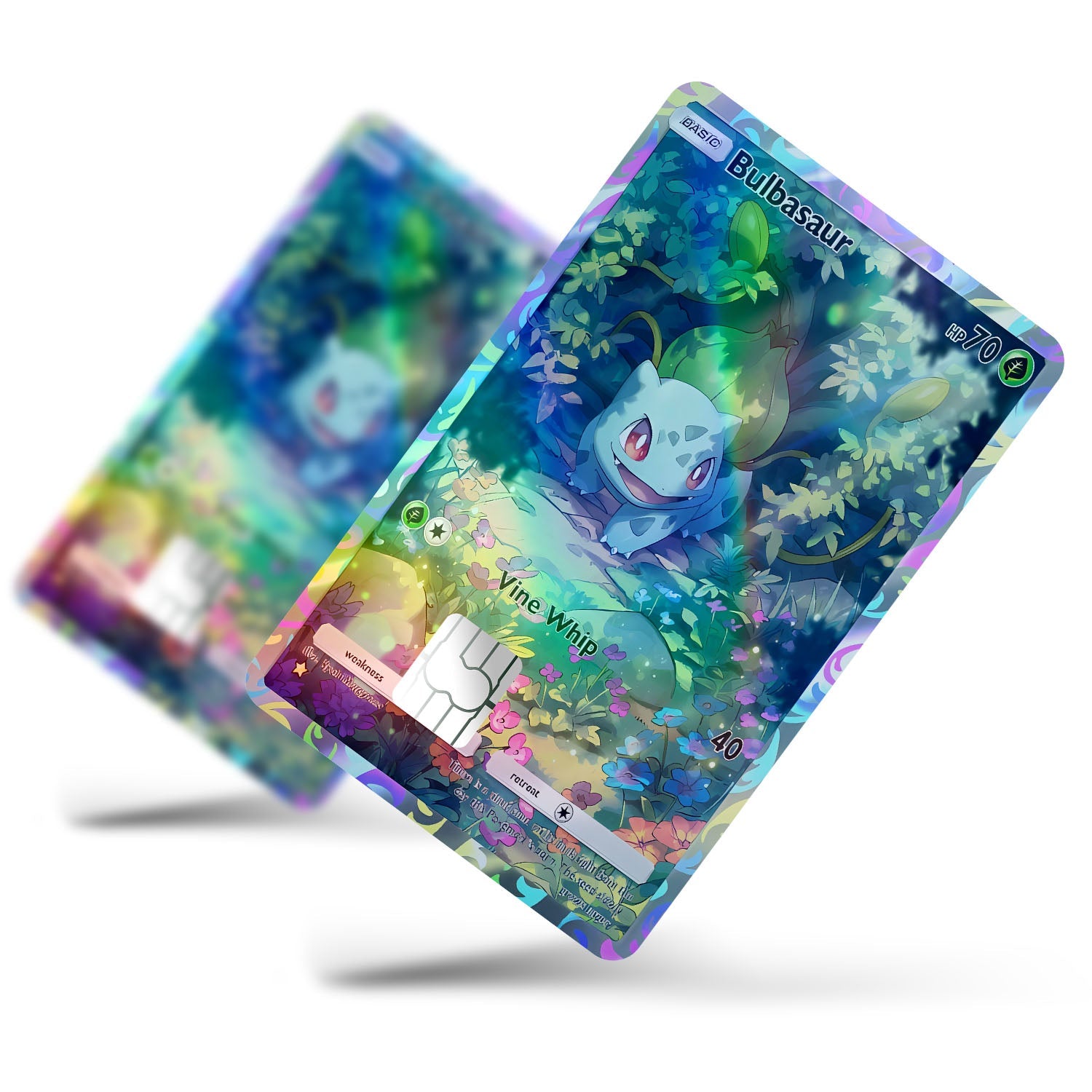 Flex Designs Holographic Credit Card Pokemon Bulbasaur Pocket Card Full Skins - Anime Pokemon Holographic Credit Card & Debit Card Skin