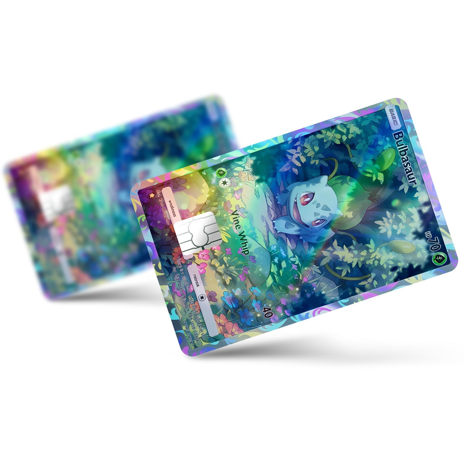 Flex Designs Holographic Credit Card Pokemon Bulbasaur Pocket Card Full Skins - Anime Pokemon Holographic Credit Card & Debit Card Skin