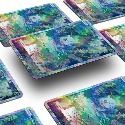 Flex Designs Holographic Credit Card Pokemon Bulbasaur Pocket Card Window Skins - Anime Pokemon Holographic Credit Card & Debit Card Skin