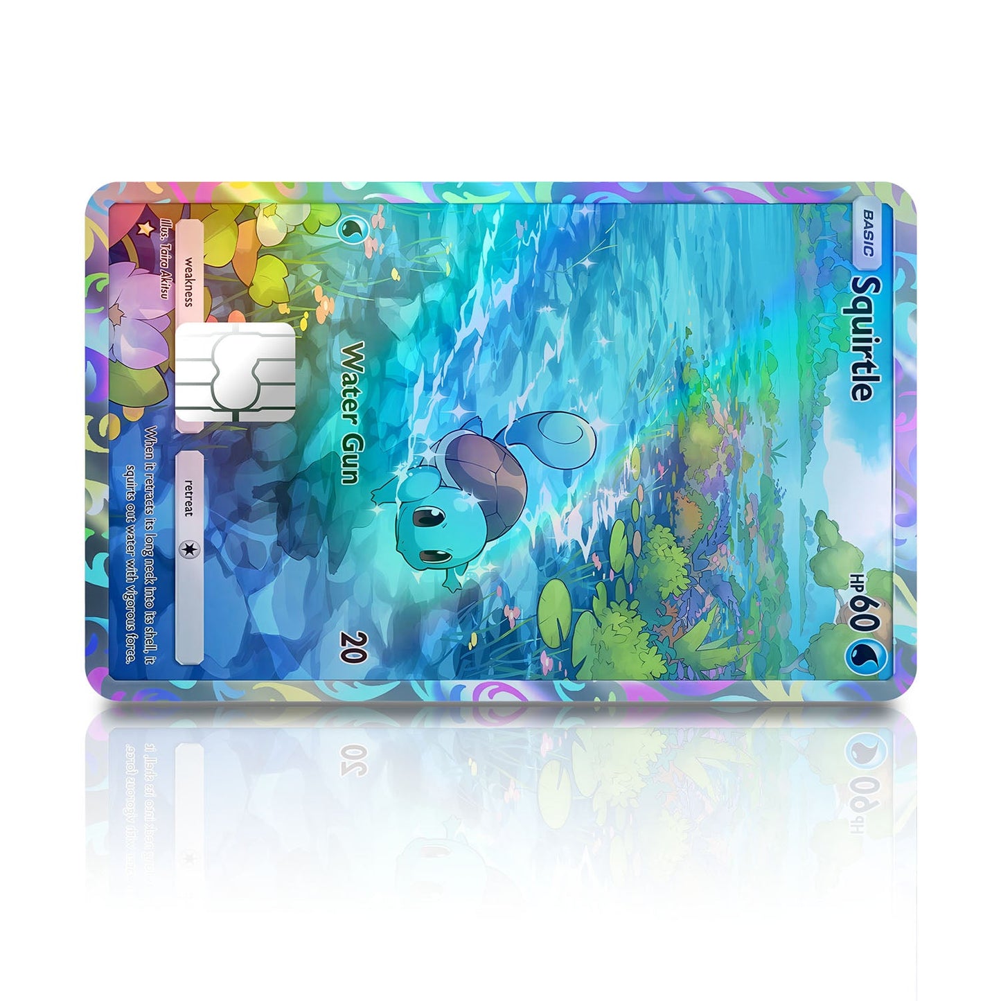 Flex Designs Holographic Credit Card Pokemon Squirtle Pocket Card Full Skins - Anime Pokemon Holographic Credit Card & Debit Card Skin