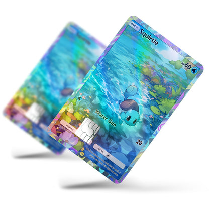 Flex Designs Holographic Credit Card Pokemon Squirtle Pocket Card Full Skins - Anime Pokemon Holographic Credit Card & Debit Card Skin