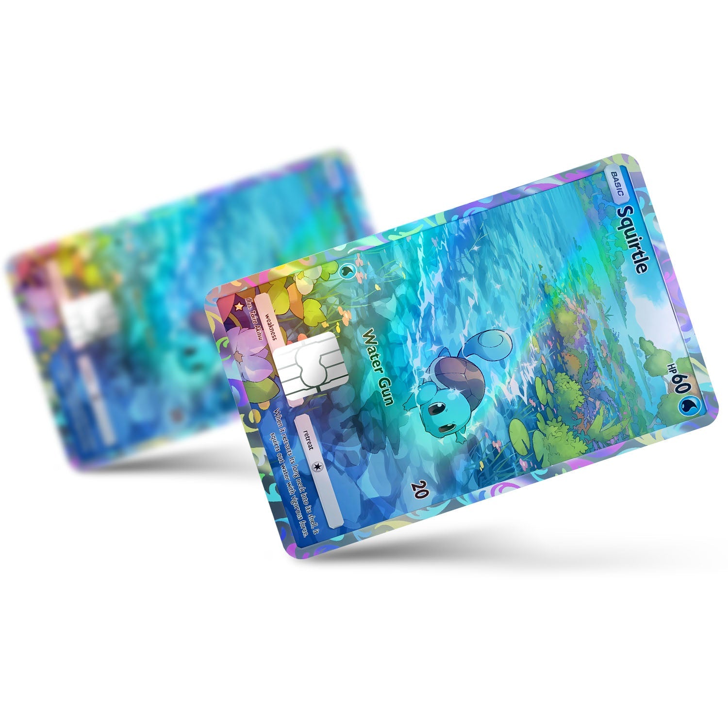 Flex Designs Holographic Credit Card Pokemon Squirtle Pocket Card Full Skins - Anime Pokemon Holographic Credit Card & Debit Card Skin