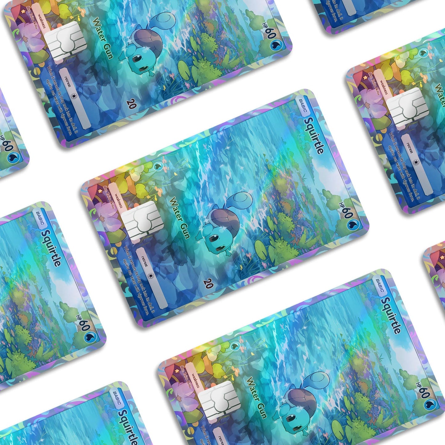 Flex Designs Holographic Credit Card Pokemon Squirtle Pocket Card Window Skins - Anime Pokemon Holographic Credit Card & Debit Card Skin