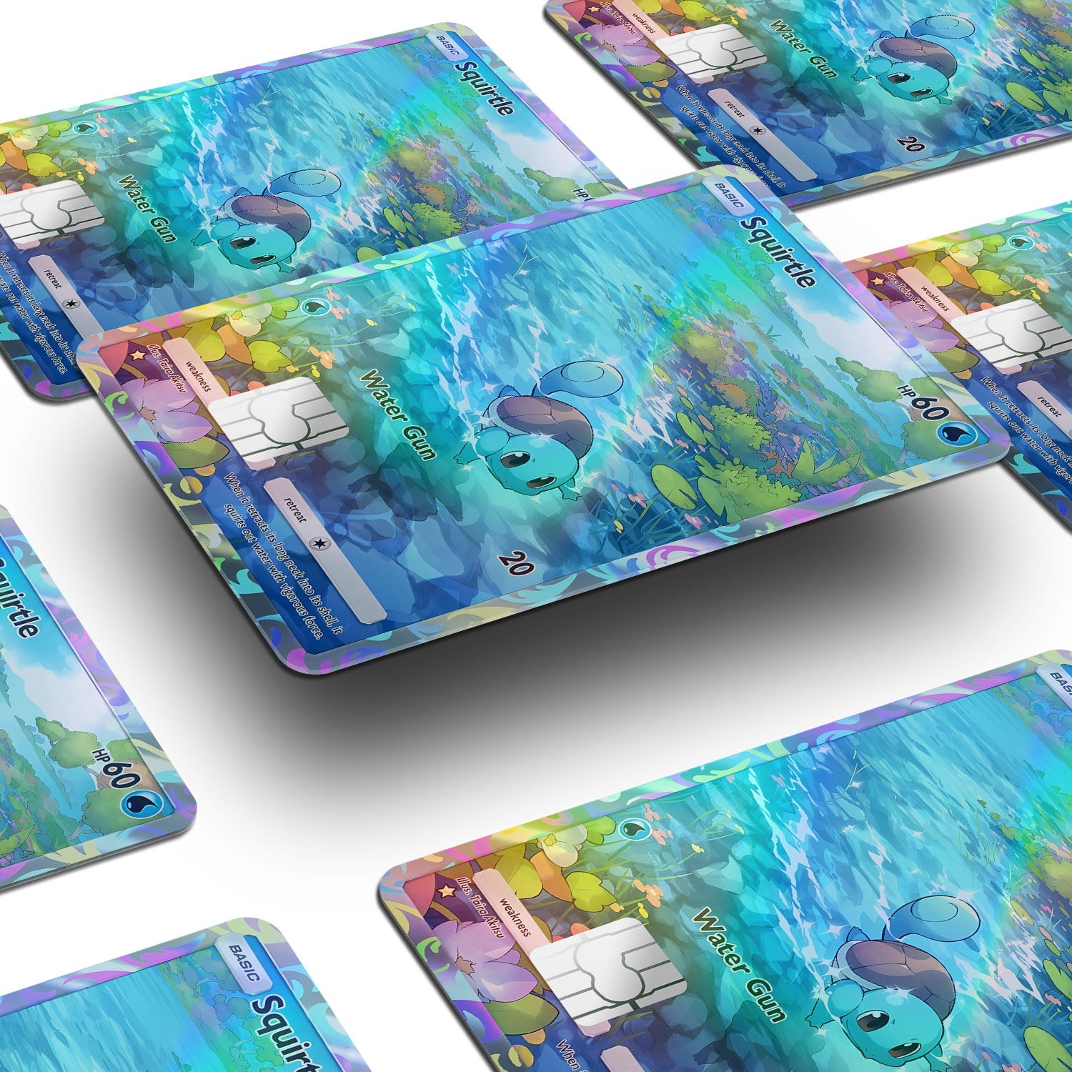 Flex Designs Holographic Credit Card Pokemon Squirtle Pocket Card Window Skins - Anime Pokemon Holographic Credit Card & Debit Card Skin